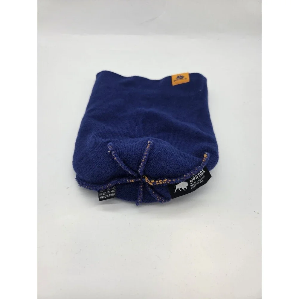 Tillamook Pom Pom Beanie Blue Yellow Sportique Knit Hat One Size EUC